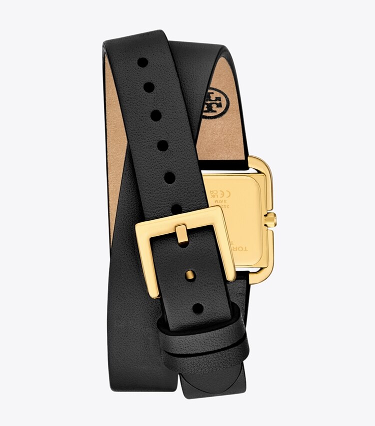 Tory Burch designer strap watches Small Kira Double Wrap Watch in IVORY/GOLD/BLACK back