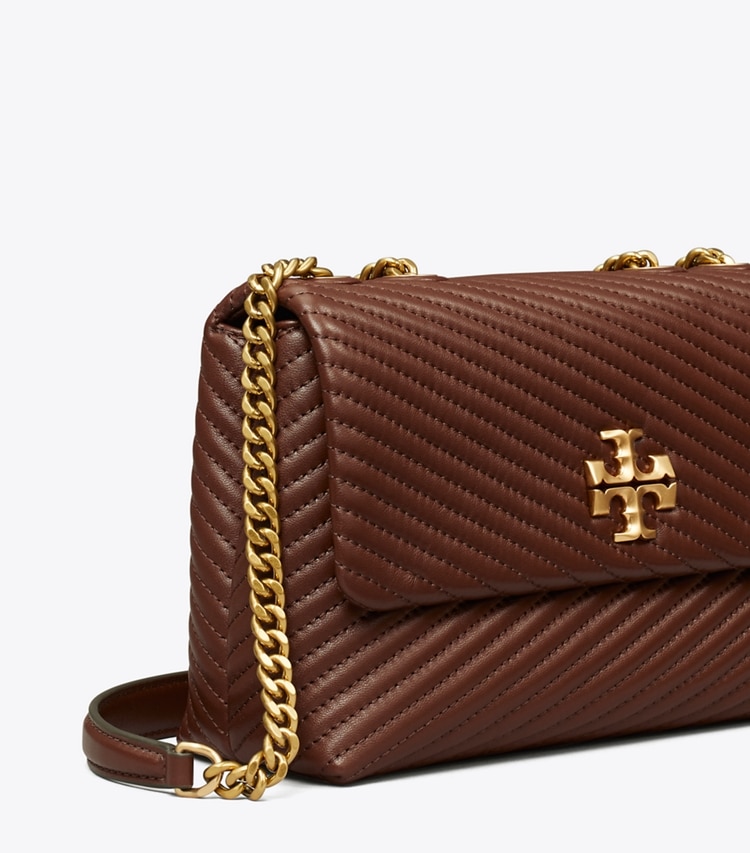 Tory Burch designer shoulder bags Small Kira Moto Quilt Convertible Shoulder Bag in Hickory Brown detail