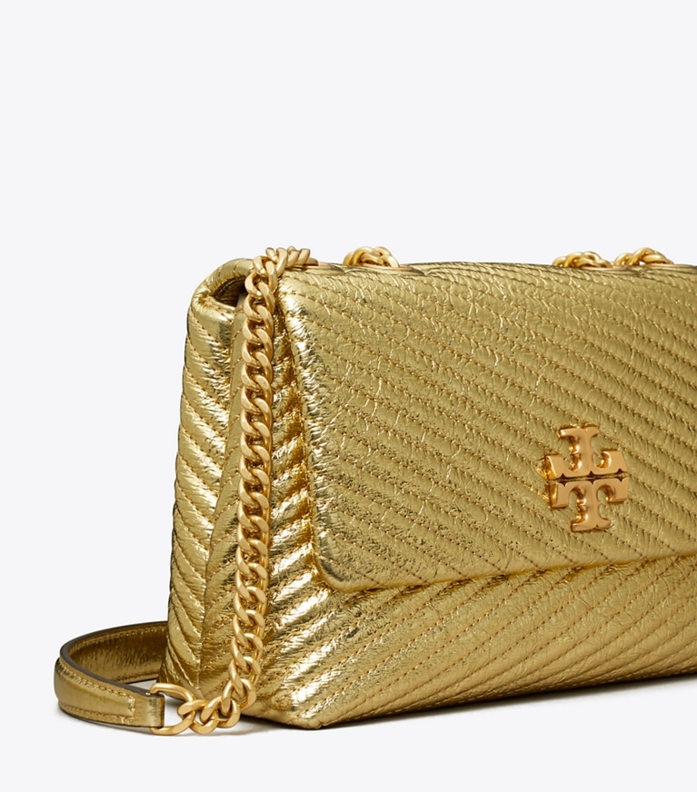 Tory Burch designer shoulder bags Small Kira Moto Quilt Metallic Convertible Shoulder Bag in Gold angle