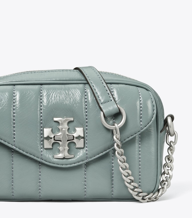 Tory Burch designer crossbody bags Small Kira Patent Camera Bag in LIGHT ARCTIC angle