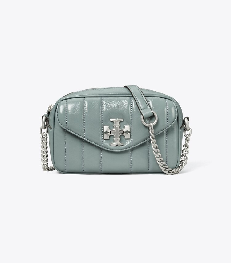 Tory Burch designer crossbody bags Small Kira Patent Camera Bag in LIGHT ARCTIC front