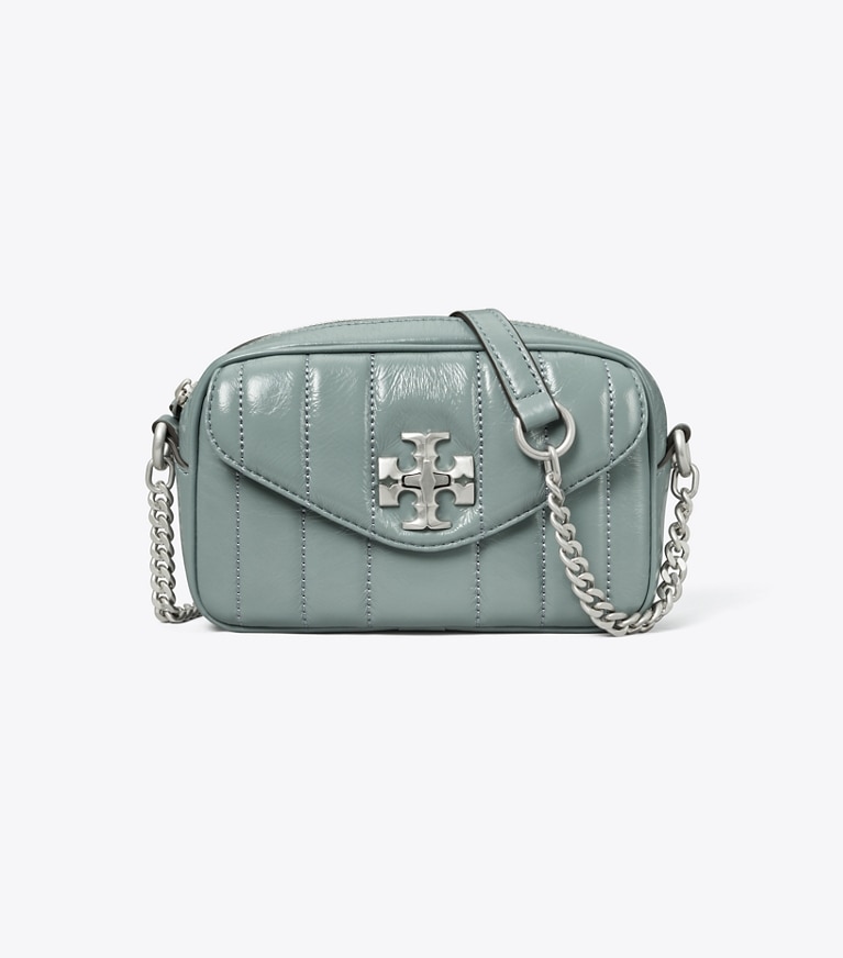 Tory Burch designer crossbody bags Small Kira Patent Camera Bag in LIGHT ARCTIC angle
