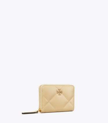 Tory Burch designer 財布 キラ パヴェ ロゴ ダイヤモンドキルト ジップアラウンド スモールウォレット in Vanilla Soft Serve angle