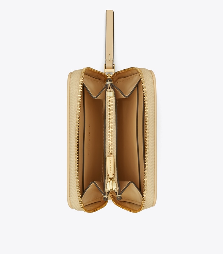 Tory Burch designer wallets Small Kira Pavé Logo Diamond Quilt Zip-Around Wallet in Vanilla Soft Serve overhead