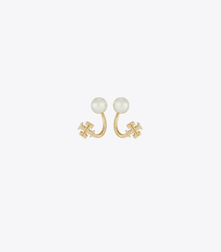 Tory Burch designer earrings Small Kira Pearl Front-Back Earring in Tory Gold / Pearl front