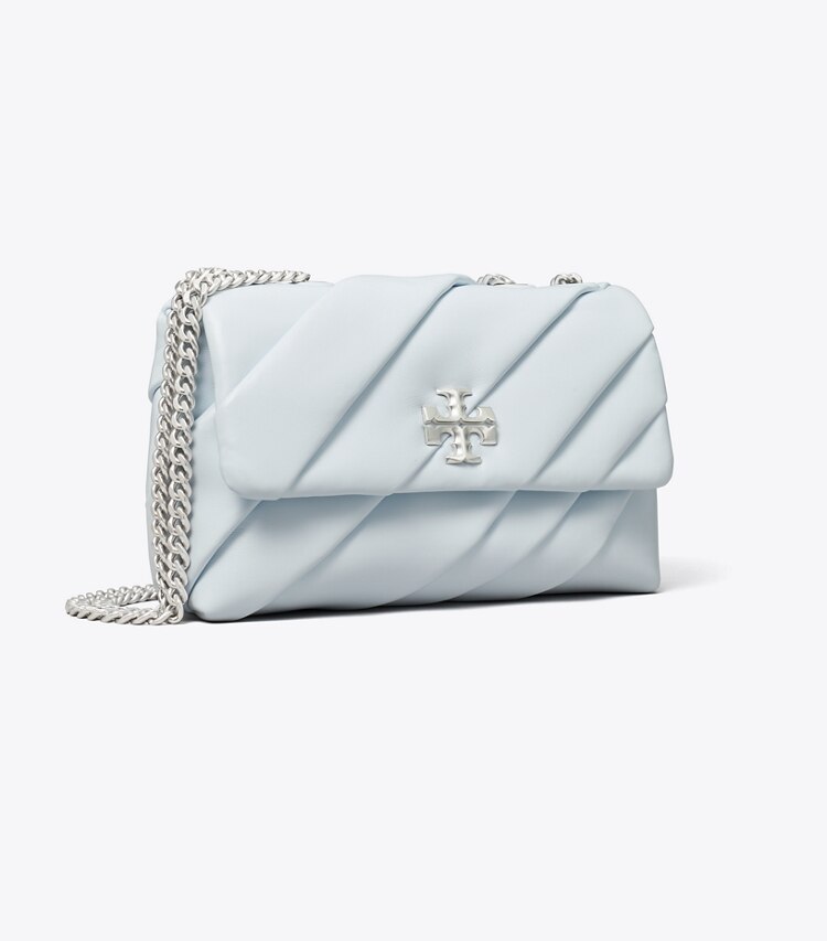 Tory Burch designer ショルダーバッグ キラ プリーツ コンバーチブル スモールショルダーバッグ in Ice Blue angle