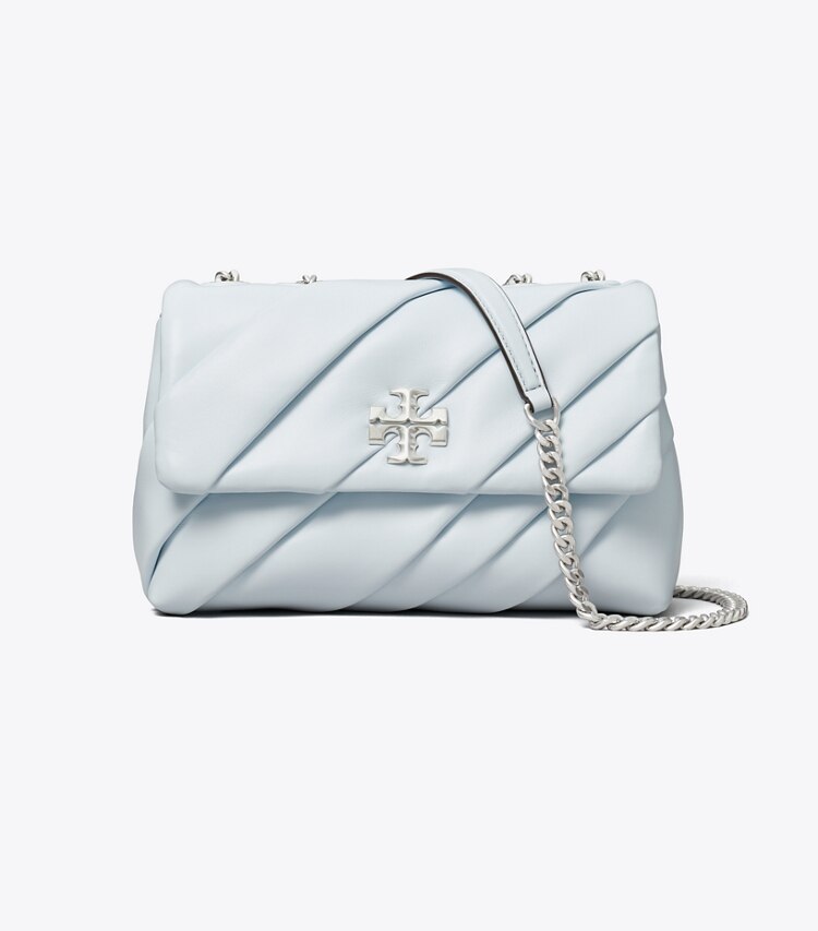 Tory Burch designer ショルダーバッグ キラ プリーツ コンバーチブル スモールショルダーバッグ in Ice Blue front