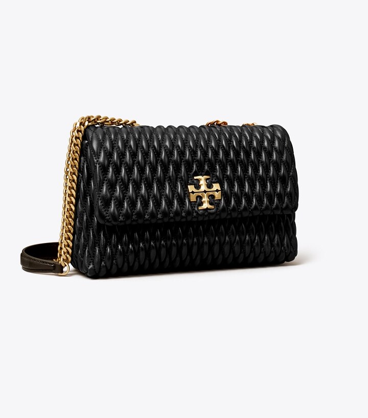Tory Burch Kira Mini Quilted Leather Crossbody In Black/gold