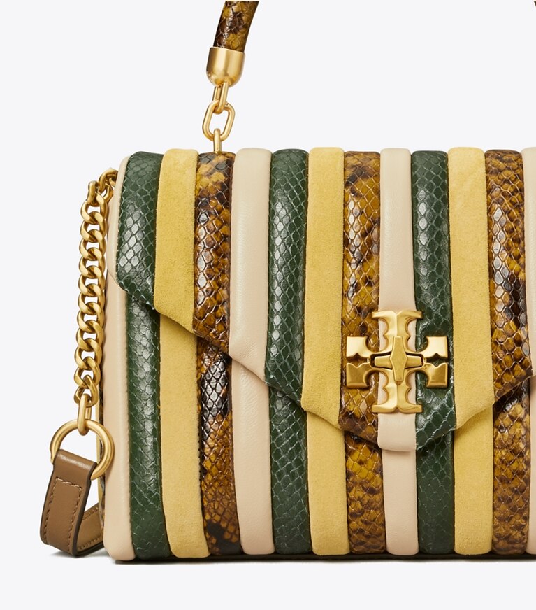 Tory Burch designer satchels Small Kira Stripe Top-Handle Satchel in Yellow Multi angle