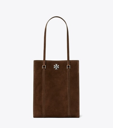 Tory Burch designer トートバッグ キラ ターンロック スエード スモール トートバッグ in Dark Cocoa front