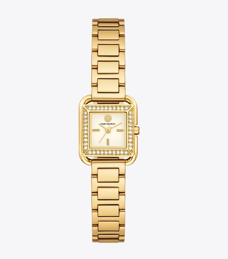 Tory Burch designer strap watches Small Kira Watch in IVORY/STONES/GOLD front