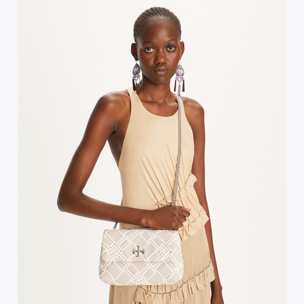 Small Kira Woven Canvas Shoulder Bag: Women's Designer Small Kira Woven Canvas Shoulder Bag: Women's Designer