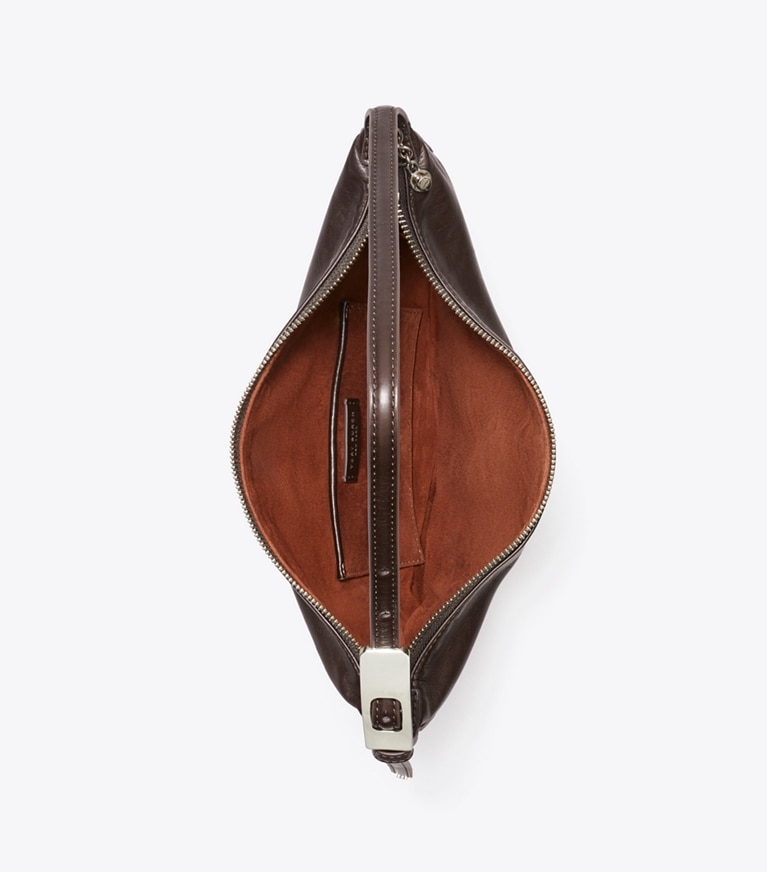 Tory Burch designer shoulder bags Small Leather Balloon Bag in Warm Mahogany angle