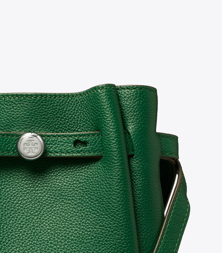 Tory Burch designer crossbody bags Small Leather Crossbody in Dark Kale detail