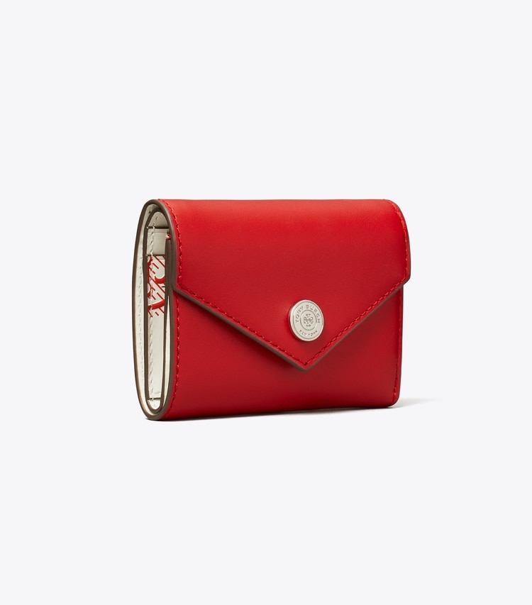 Tory Burch designer wallets Small Leather Envelope Wallet in Red Sky angle