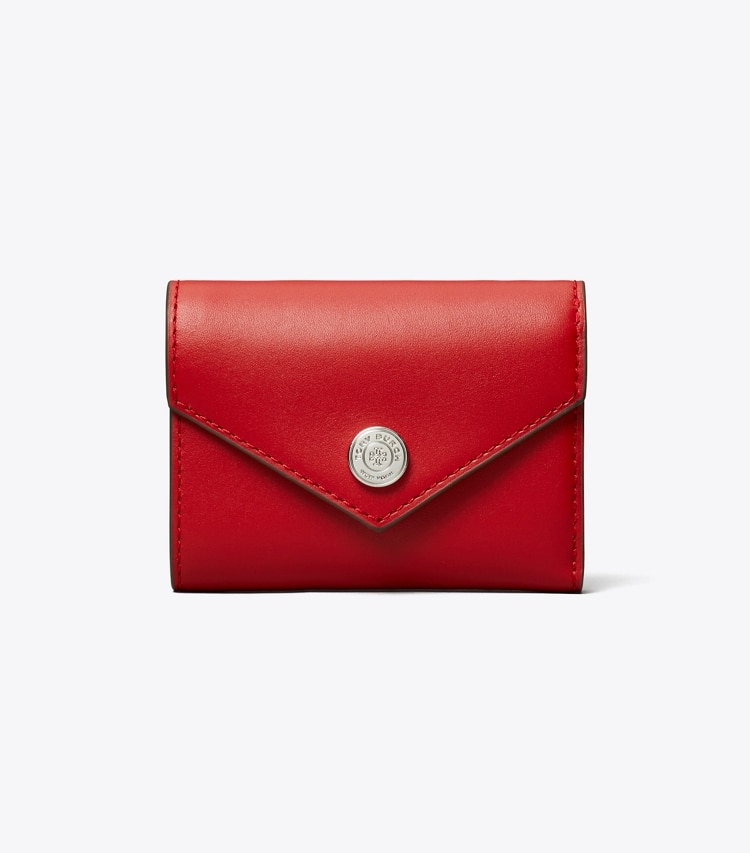 Tory Burch designer wallets Small Leather Envelope Wallet in Red Sky front