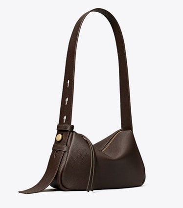 Tory Burch designer shoulder bags Small Leather Shoulder Bag in Deep Brown angle