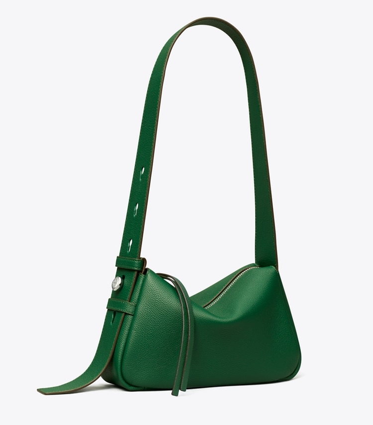 Tory Burch designer shoulder bags Small Leather Shoulder Bag in Dark Kale angle