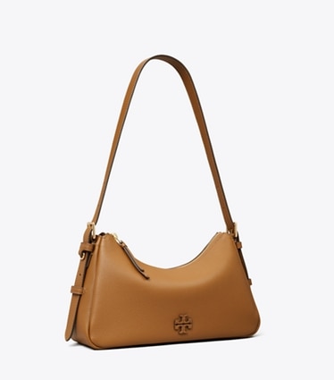 Tory Burch designer shoulder bags Small Leather Shoulder Bag in Forest Brown angle