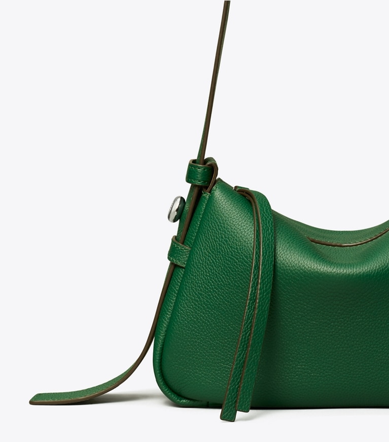 Tory Burch designer shoulder bags Small Leather Shoulder Bag in Dark Kale detail