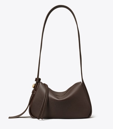 Tory Burch designer shoulder bags Small Leather Shoulder Bag in Deep Brown front