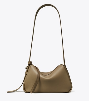 Tory Burch designer shoulder bags Small Leather Shoulder Bag in Wild Mushroom front
