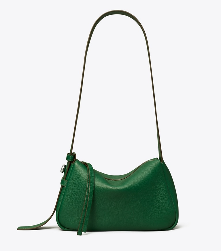 Tory Burch designer shoulder bags Small Leather Shoulder Bag in Dark Kale front