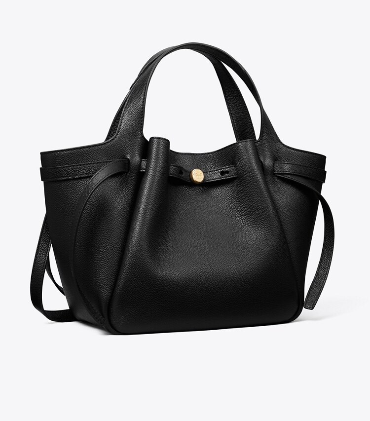 Tory Burch designer tote bags Small Leather Tote in Black angle