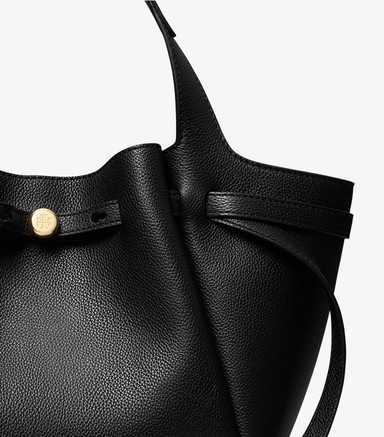 Tory Burch designer tote bags Small Leather Tote in Black detail