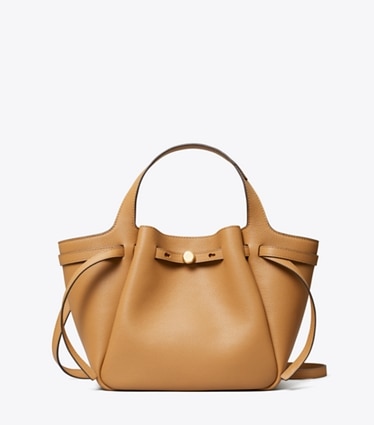 Tory Burch designer tote bags Small Leather Tote in Tiramisu front