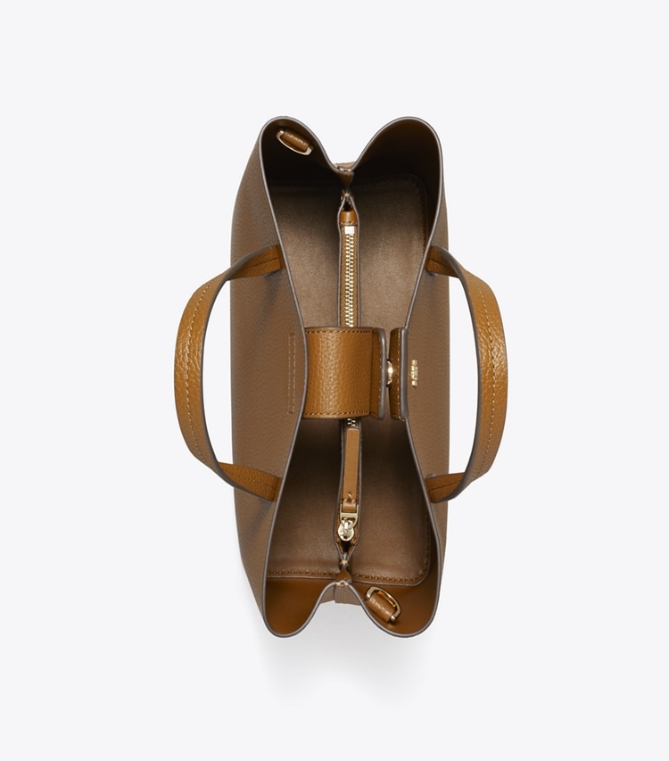 Tory Burch designer tote bags Small Leather Tote in CORTADO / CORTADO overhead