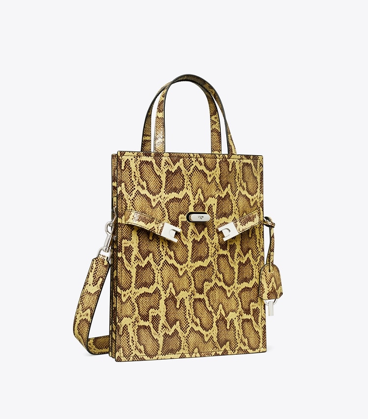 Tory Burch designer shoulder bags Small Lee Radziwill Embossed Shopper in Quince / Marten angle