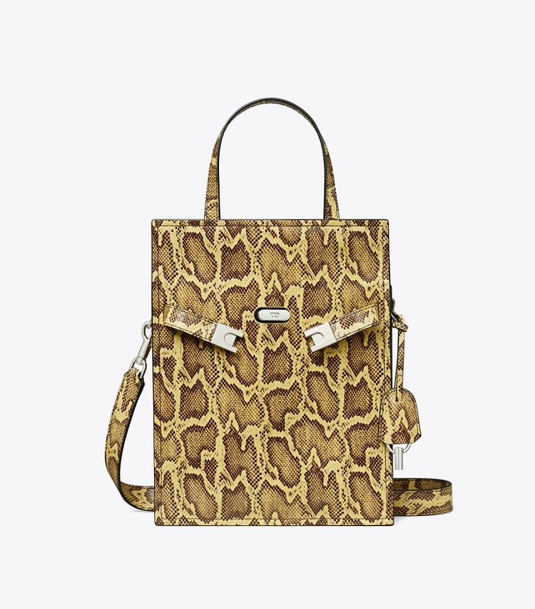 Tory Burch designer shoulder bags Small Lee Radziwill Embossed Shopper in Quince / Marten front