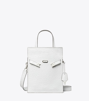 Tory Burch designer shoulder bags Small Lee Radziwill Shopper in Arctic Snow front
