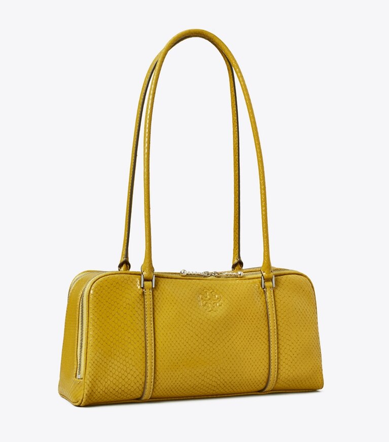 Tory Burch designer satchels Small Marshmallow Embossed Satchel in ISLAND PALM angle