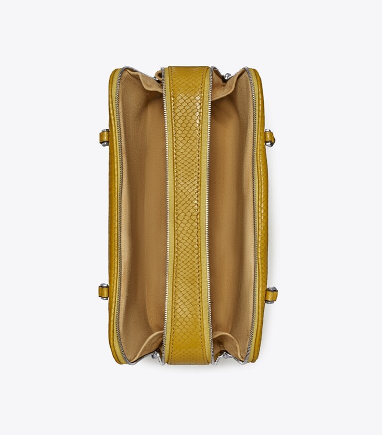 Tory Burch designer satchels Small Marshmallow Embossed Satchel in ISLAND PALM overhead