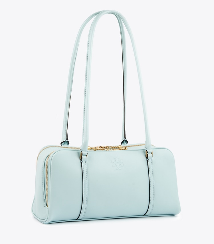 Tory Burch designer satchels Small Marshmallow Satchel in Sea Bubble / Ginger Shortbread angle