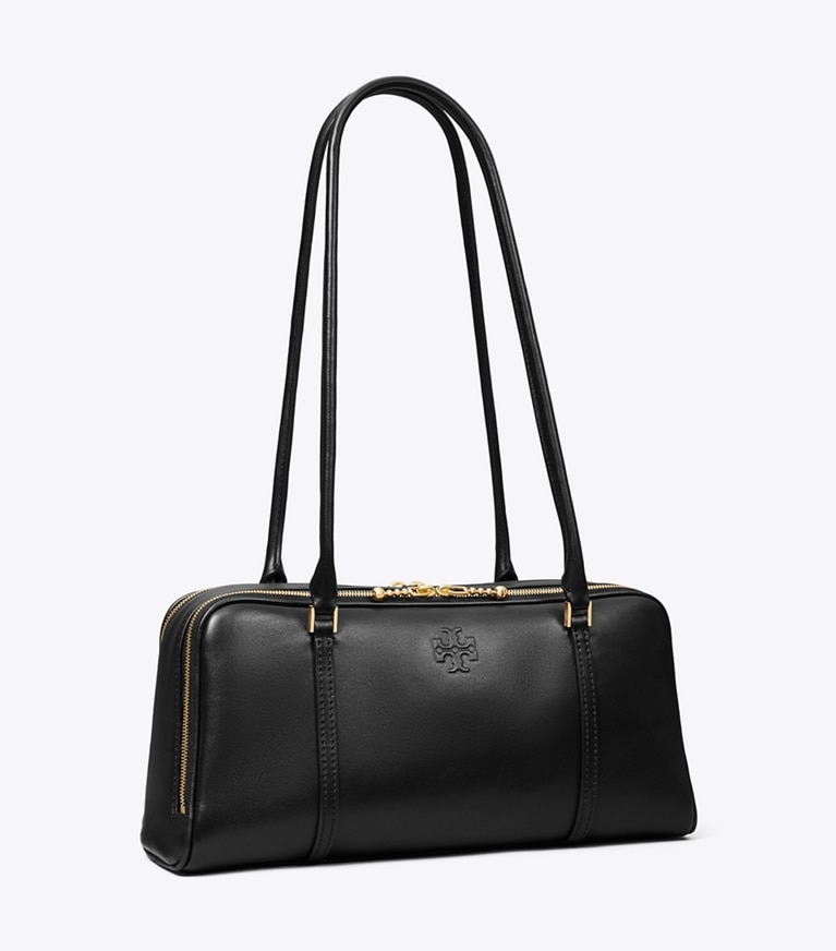 Tory Burch designer satchels Small Marshmallow Satchel in Black angle