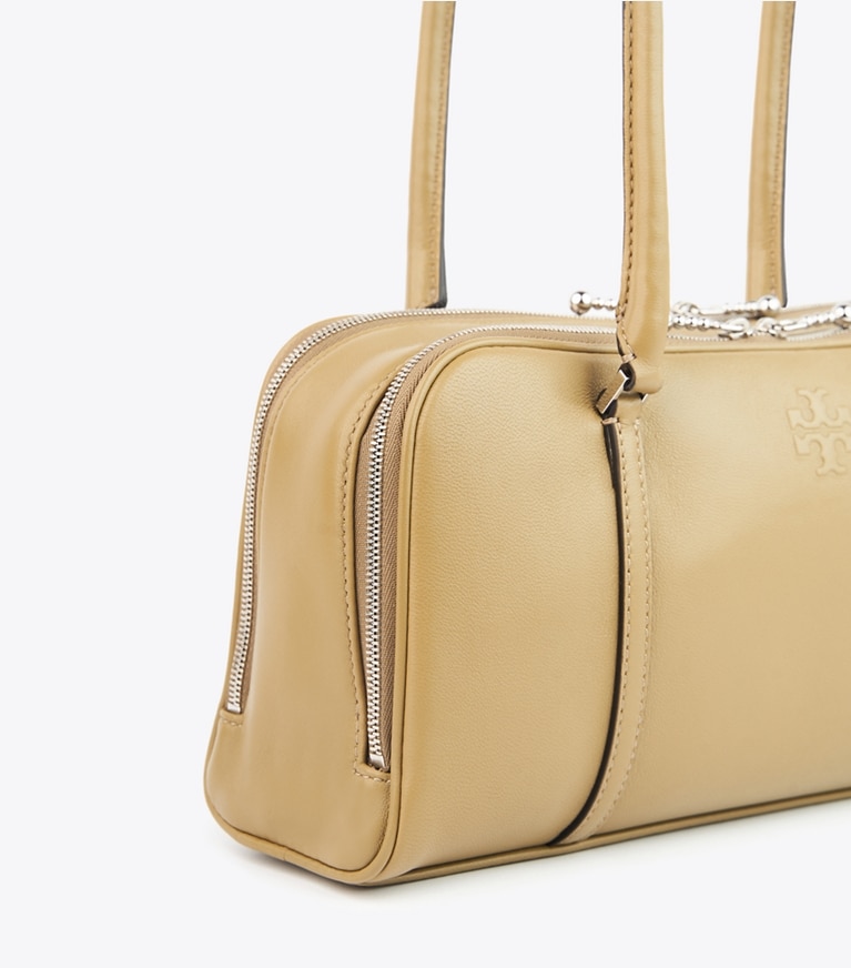 Tory Burch designer サッチェルバッグ マシュマロ スモール サッチェル in Coconut Shell/ Classic Brown angle