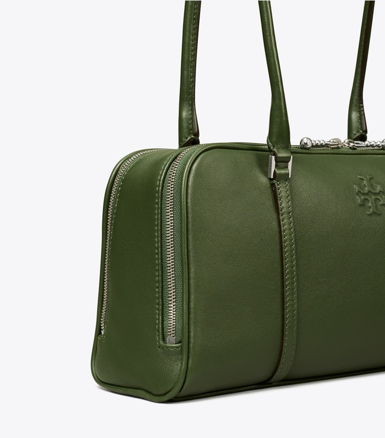 Tory Burch designer satchels Small Marshmallow Satchel in Basil detail