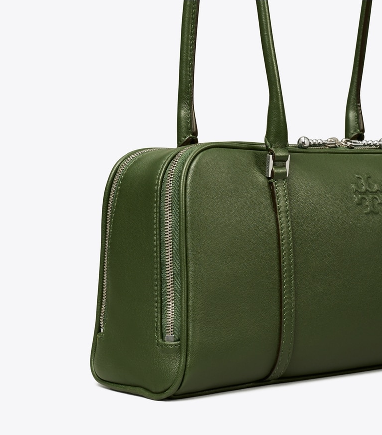 Tory Burch designer satchels Small Marshmallow Satchel in Basil detail