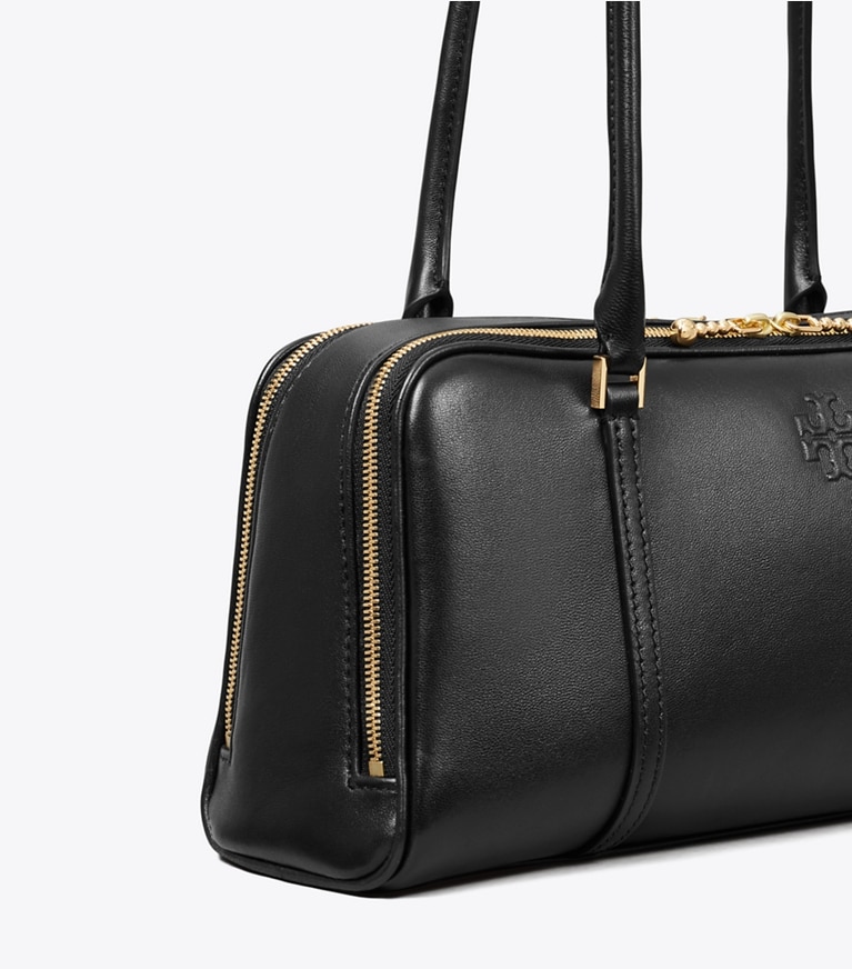 Tory Burch designer satchels Small Marshmallow Satchel in Black angle