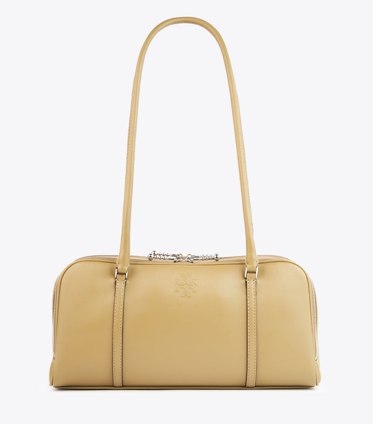 Tory Burch designer サッチェルバッグ マシュマロ スモール サッチェル in Coconut Shell/ Classic Brown front