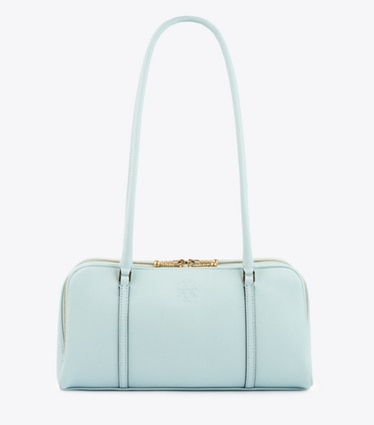 Tory Burch designer satchels Small Marshmallow Satchel in Sea Bubble / Ginger Shortbread front