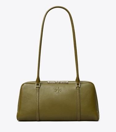 Tory Burch designer satchels Small Marshmallow Satchel in Leccio front
