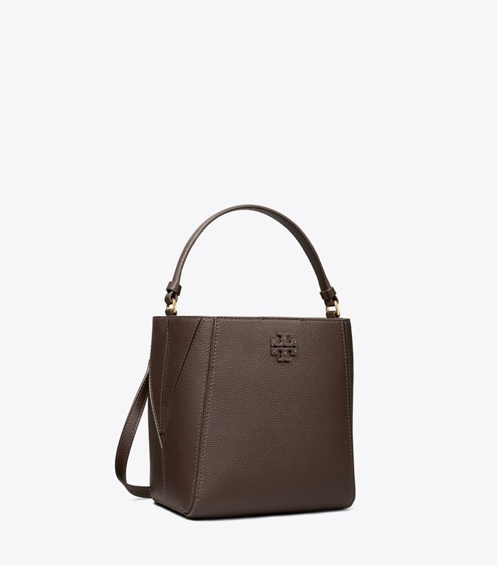Tory Burch designer クロスボディバッグ マックグロー スモールバケットバッグ in Deep Brown angle