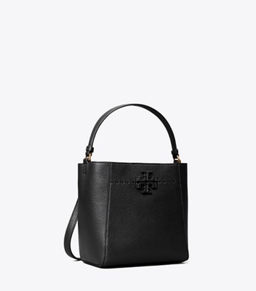 Tory Burch designer crossbody bags Small McGraw Bucket Bag in Black angle