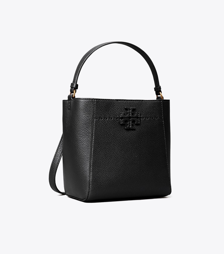 Tory Burch designer crossbody bags Small McGraw Bucket Bag in Black angle