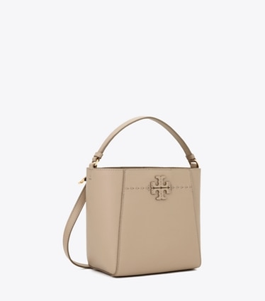 Tory Burch designer crossbody bags Small McGraw Bucket Bag in Fresh Clay angle