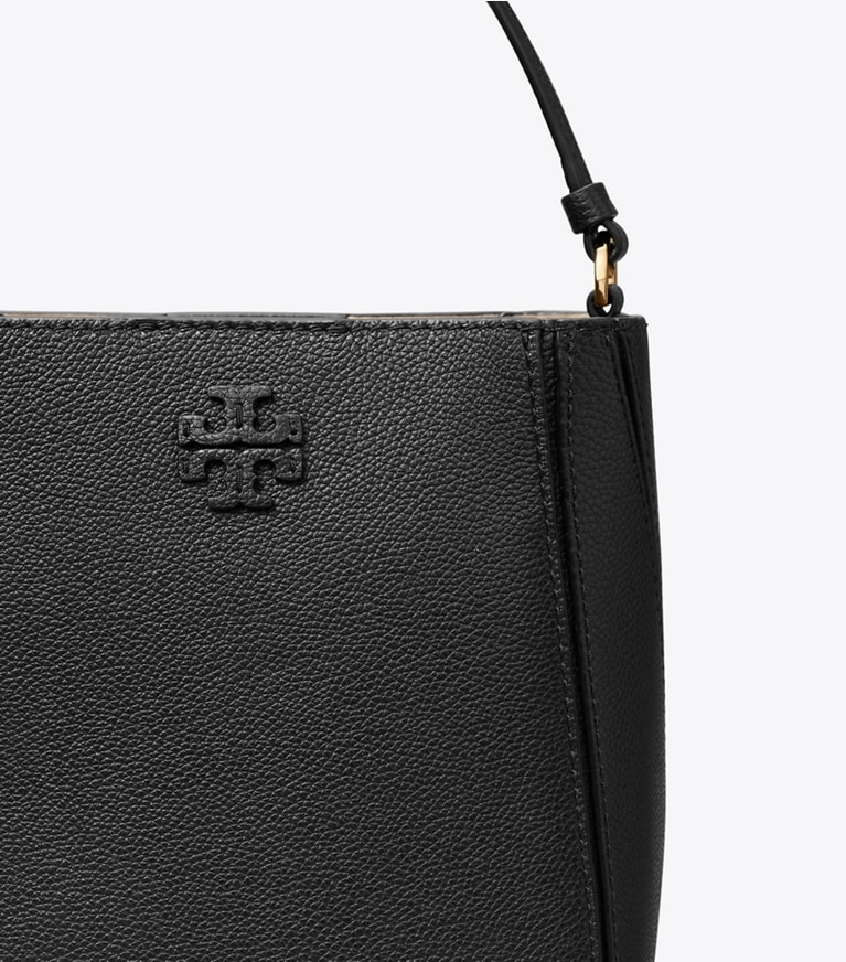 Tory Burch designer crossbody bags Small McGraw Bucket Bag in Black angle